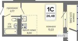 Студия квартира, вторичка, 26м2, 9/14 этаж