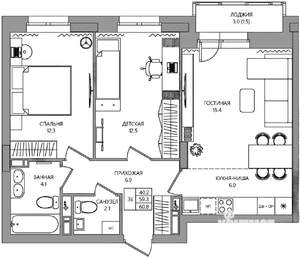3-к квартира, вторичка, 61м2, 5/10 этаж