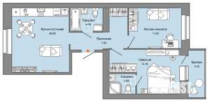 2-к квартира, вторичка, 63м2, 4/8 этаж