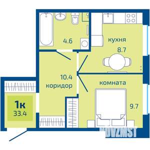 1-к квартира, вторичка, 33м2, 1/8 этаж