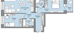 2-к квартира, вторичка, 63м2, 5/9 этаж