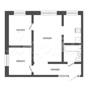3-к квартира, вторичка, 44м2, 4/5 этаж