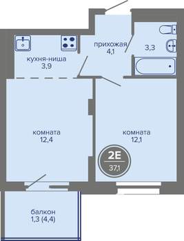 2-к квартира, вторичка, 37м2, 12/26 этаж