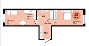 2-к квартира, вторичка, 49м2, 22/25 этаж