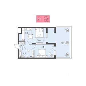 2-к квартира, вторичка, 53м2, 2/22 этаж