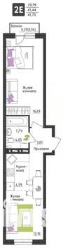 2-к квартира, вторичка, 42м2, 4/4 этаж