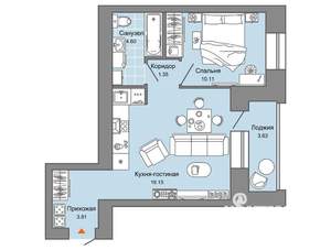 1-к квартира, вторичка, 41м2, 6/8 этаж