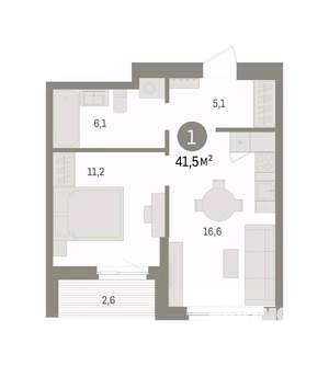 1-к квартира, вторичка, 42м2, 5/16 этаж