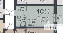 Студия квартира, строящийся дом, 22м2, 6/6 этаж