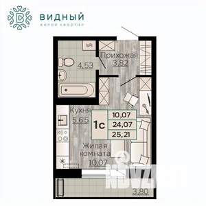 1-к квартира, вторичка, 25м2, 4/8 этаж