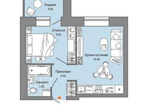 1-к квартира, вторичка, 36м2, 8/8 этаж
