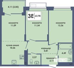 3-к квартира, вторичка, 64м2, 3/10 этаж