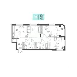 3-к квартира, вторичка, 73м2, 7/22 этаж