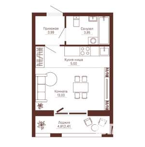 Студия квартира, вторичка, 28м2, 6/10 этаж