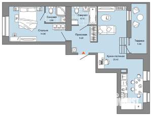 1-к квартира, вторичка, 56м2, 8/8 этаж