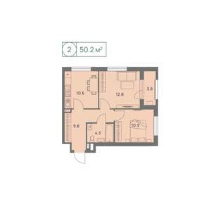 2-к квартира, вторичка, 50м2, 20/25 этаж
