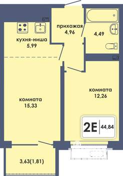 2-к квартира, вторичка, 45м2, 9/10 этаж