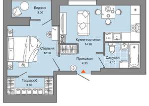 1-к квартира, вторичка, 41м2, 6/8 этаж