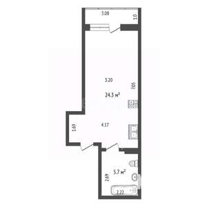 Студия квартира, вторичка, 32м2, 5/25 этаж