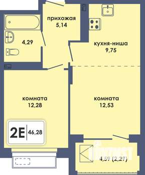2-к квартира, вторичка, 46м2, 8/10 этаж