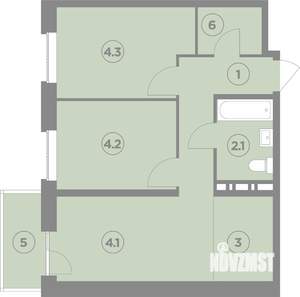 3-к квартира, вторичка, 57м2, 6/8 этаж