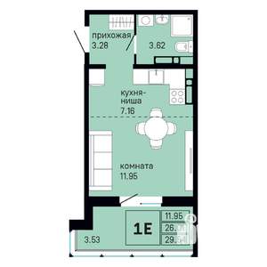 Студия квартира, вторичка, 30м2, 1/16 этаж