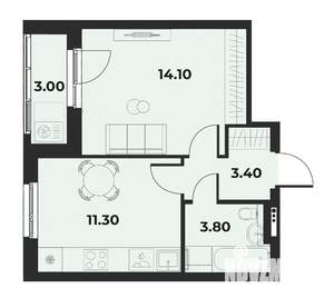 1-к квартира, вторичка, 34м2, 3/15 этаж