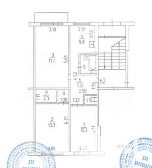 3-к квартира, вторичка, 61м2, 1/5 этаж