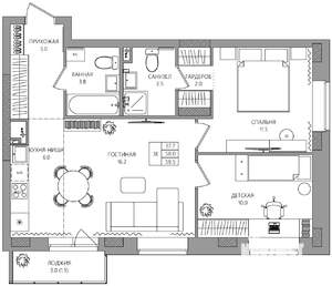 3-к квартира, вторичка, 60м2, 2/9 этаж
