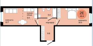 2-к квартира, строящийся дом, 49м2, 1/25 этаж