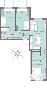 3-к квартира, вторичка, 78м2, 8/22 этаж