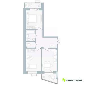2-к квартира, вторичка, 57м2, 2/5 этаж