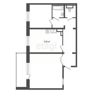 2-к квартира, вторичка, 52м2, 3/17 этаж