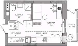 Студия квартира, вторичка, 23м2, 7/8 этаж