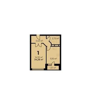 1-к квартира, строящийся дом, 33м2, 4/7 этаж