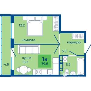 1-к квартира, строящийся дом, 40м2, 10/10 этаж