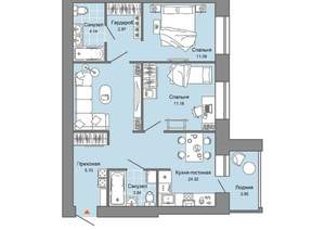 2-к квартира, вторичка, 66м2, 8/15 этаж