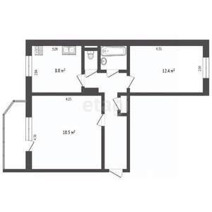 2-к квартира, вторичка, 53м2, 4/10 этаж