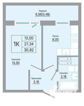 1-к квартира, вторичка, 31м2, 6/16 этаж