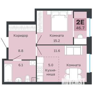 2-к квартира, вторичка, 47м2, 2/18 этаж