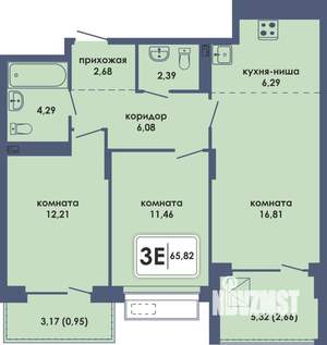 3-к квартира, вторичка, 66м2, 7/10 этаж
