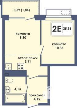 2-к квартира, вторичка, 35м2, 6/10 этаж