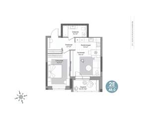 2-к квартира, вторичка, 48м2, 2/24 этаж