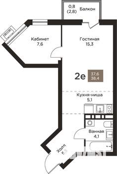 2-к квартира, вторичка, 38м2, 8/9 этаж