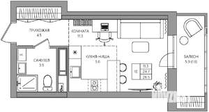 Студия квартира, вторичка, 27м2, 21/22 этаж
