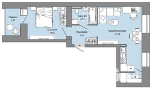 1-к квартира, вторичка, 46м2, 3/9 этаж
