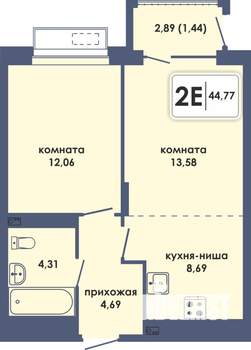 2-к квартира, вторичка, 45м2, 8/10 этаж