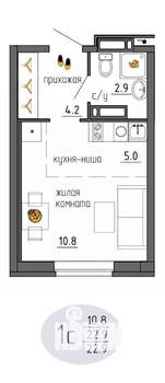 Студия квартира, строящийся дом, 23м2, 19/25 этаж