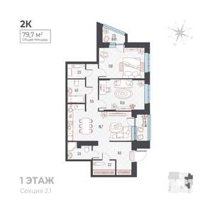 3-к квартира, вторичка, 80м2, 1/6 этаж