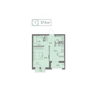 1-к квартира, вторичка, 38м2, 6/25 этаж
